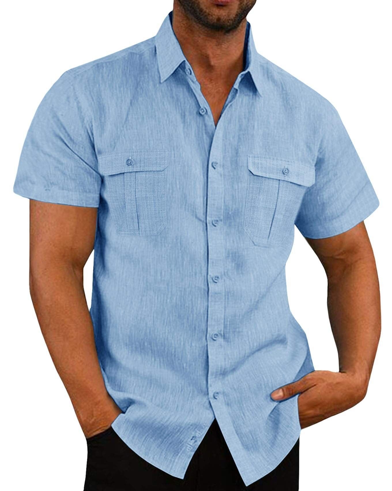 Camisa elástica de manga corta con bolsillos